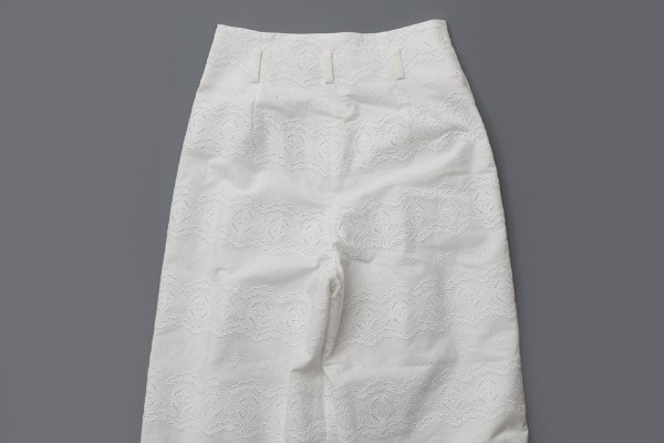画像8: cotton scalloped embroidery pants (WH) (8)