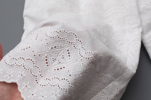 画像9: cotton scalloped embroidery pants (WH) (9)