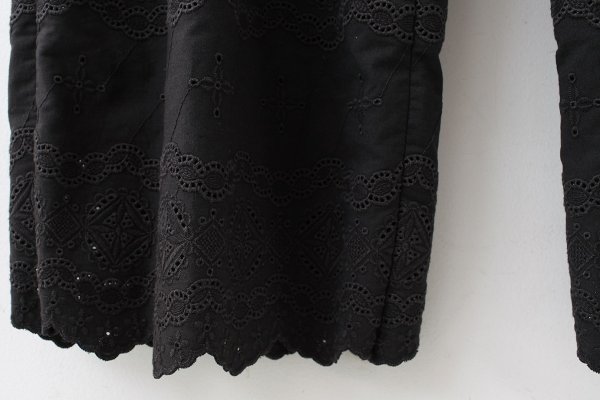 画像7: cotton scalloped embroidery pants (BK) (7)