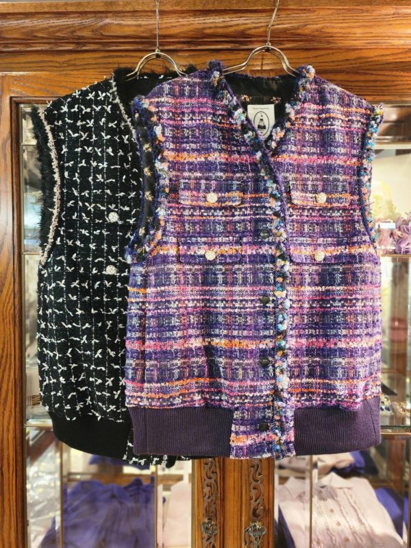 画像15: thread tweed vest (BK) (15)