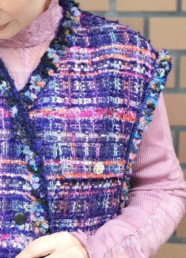 画像12: thread tweed vest (BK) (12)