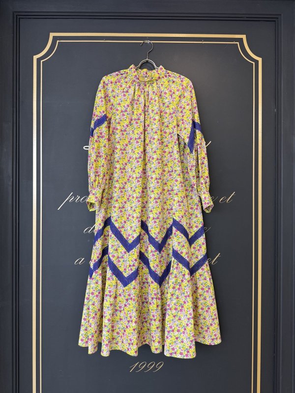 画像1: 別注!! print gather dress (YW) (1)