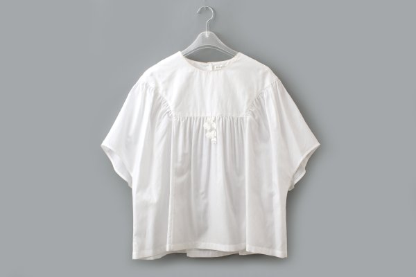 画像1: light wind ヨークギャザーブラウス (AES1428:WH) (1)