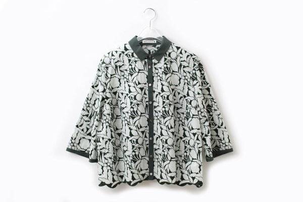 画像1: shadow フレアスリーブブラウス (AES1448:GR) (1)