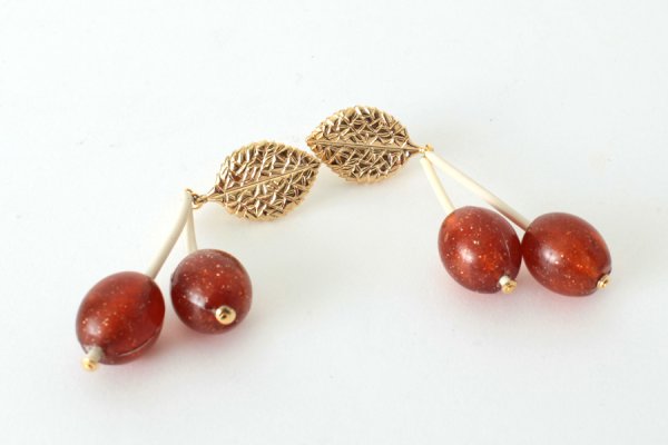 画像4: SALE50%OFF!! France dead stock チェリーイヤリング(OR2) (4)