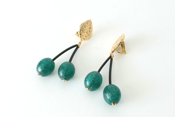 画像3: SALE50%OFF!! France dead stock チェリーイヤリング(GR) (3)