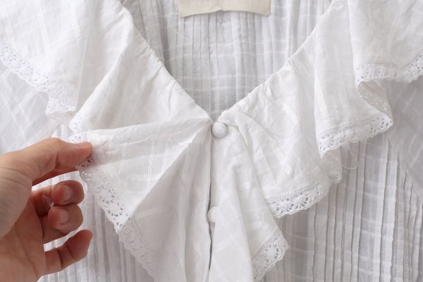 画像5: sheer check raffle collar blouse (OWH) (5)