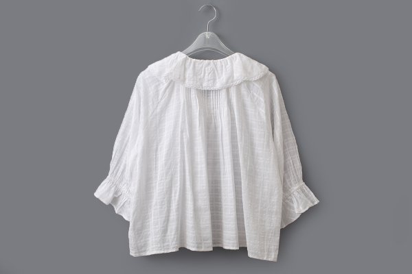 画像2: sheer check raffle collar blouse (OWH) (2)