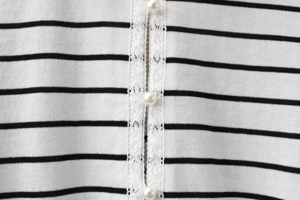 画像7: cotton nylon lace color knit cardigan (WH×BK) (7)