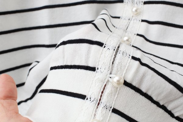 画像8: cotton nylon lace color knit cardigan (WH×BK) (8)
