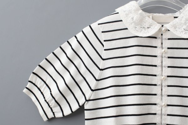 画像3: cotton nylon lace color knit cardigan (WH×BK) (3)