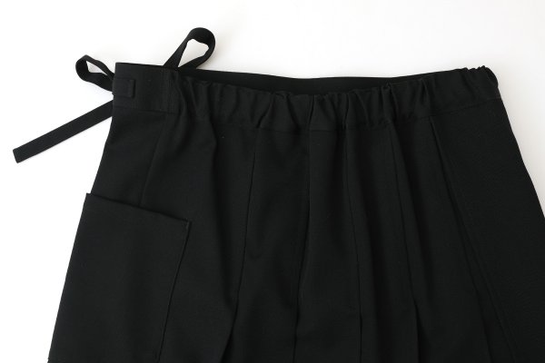 画像9: ウールギャバ後染めラッププリーツスカート (BK) (9)
