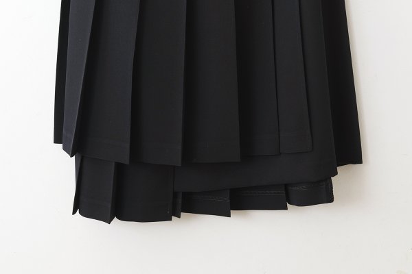 画像5: ウールギャバ後染めラッププリーツスカート (NV) (5)