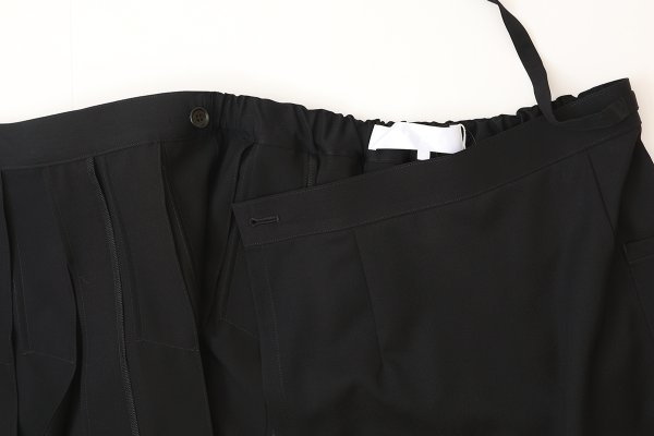 画像7: ウールギャバ後染めラッププリーツスカート (NV) (7)