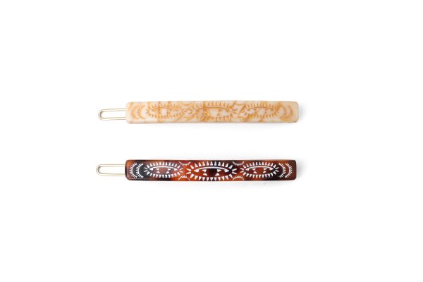 画像1: PERSIAN RUG GEOMETRIC PATTERN HAIRPIN (1)