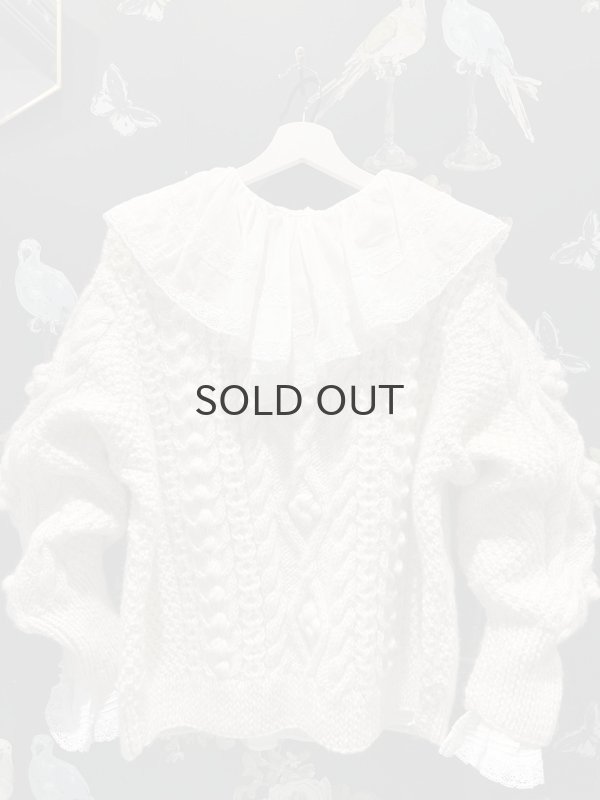 画像24: 80ボイル レースピンタックラッフルケープ衿ブラウス (WH) (24)