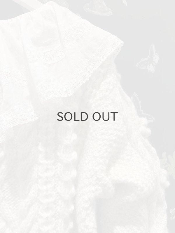 画像25: 80ボイル レースピンタックラッフルケープ衿ブラウス (WH) (25)