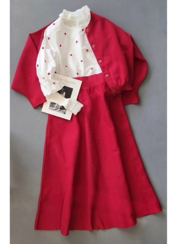 画像12: AMOSSAミラノリブ BIGパフスリーブカーディガン (RD:15) (12)