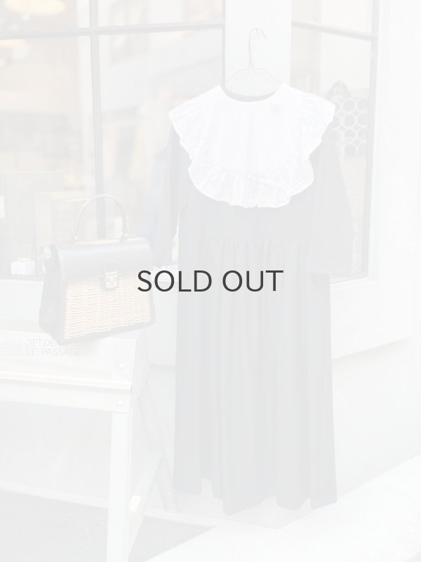 画像20: ウールギャバ ノーカラーワンピース (BK) (20)