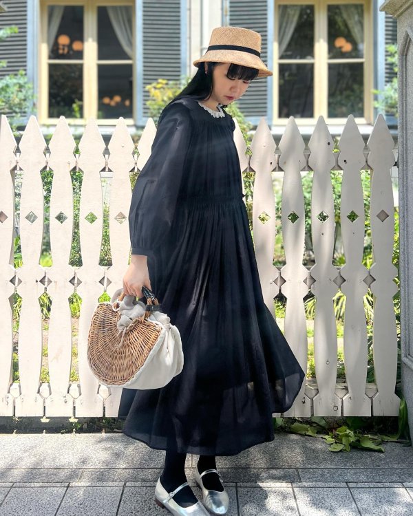 画像16: gather dress (2401-FD04:BK) (16)