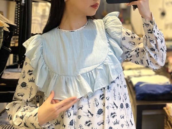 画像10: Khadi Cotton Silk Pin Tuck Ruffle Collar (PBL) (10)