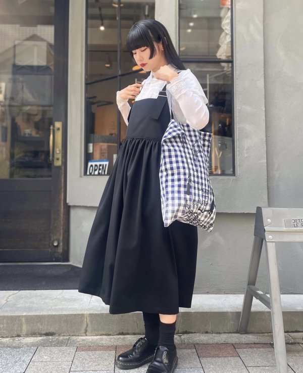 画像7: ウールギャバ後染ジャンパースカート（NV） (7)