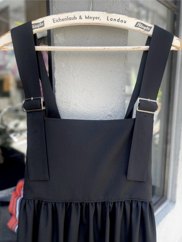 画像2: ウールギャバ後染ジャンパースカート（BK） (2)