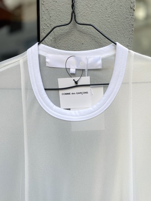 画像2: エステルトリコット×ナイロンチュールカットソー (WH) (2)