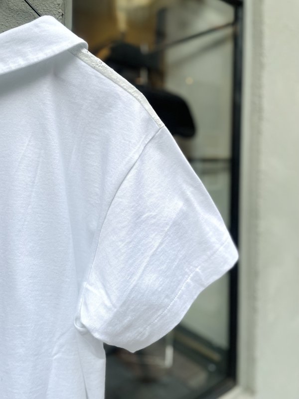 画像4: 綿ローン刺繍箔プリント×綿天竺カットソー(WH) (4)