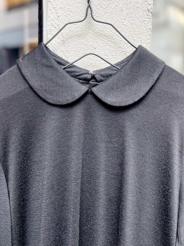 画像2: ウール天竺 丸衿 長袖カットソー (BK) (2)