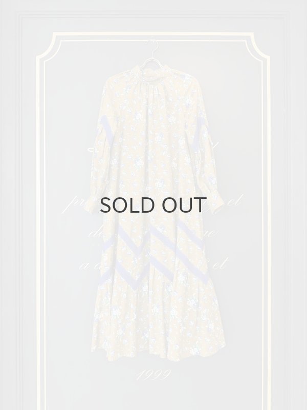 画像1: 別注!! print gather dress (BR) (1)