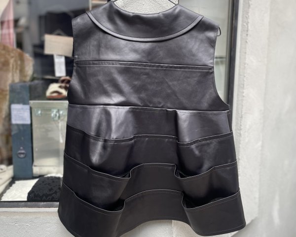 画像4: エステルサテンチンツ加工ベスト(BK) (4)
