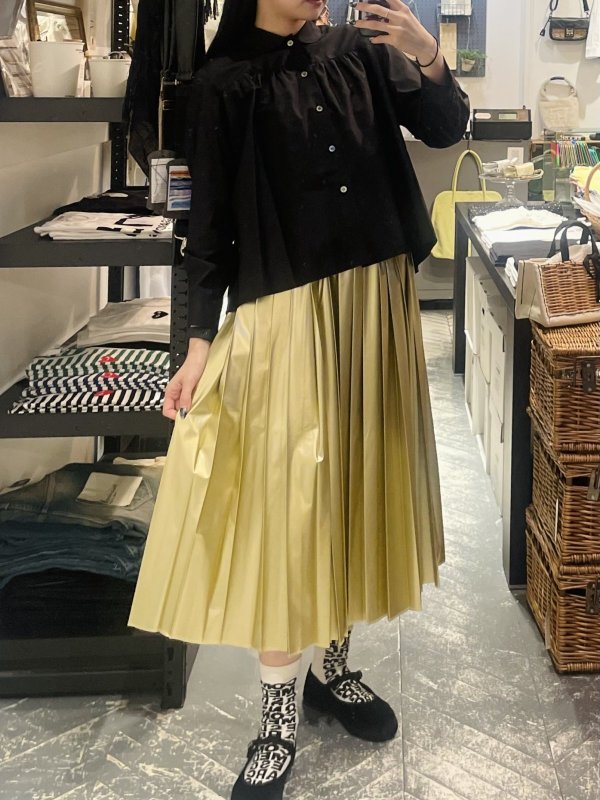 画像7: フェイクレザープリーツスカート（GD） (7)