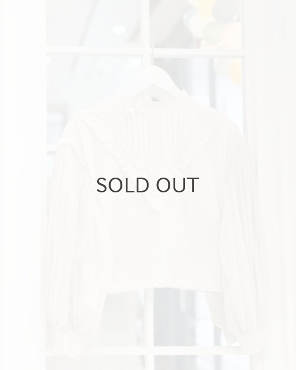 画像13: コットンメッシュ レースノースリーブブラウス (IV) (13)