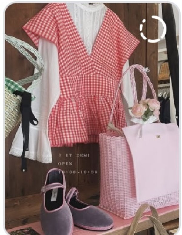 画像13: Khadi Linen Cotton Gingham Check Gingham Ribbon Gilet (RD) (13)