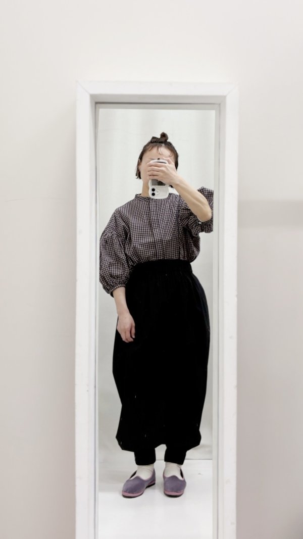 画像12: 80/1 ギンガム パフスリーブBL (261-5750:WHBK) (12)