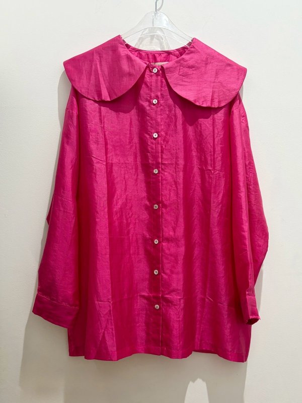 画像1: [30] Khadi Silk Round Collar Over Blouse  (1)