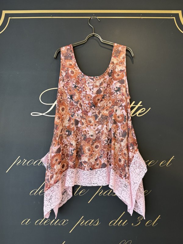 画像2: blossom garden cupro print top (BR) (2)
