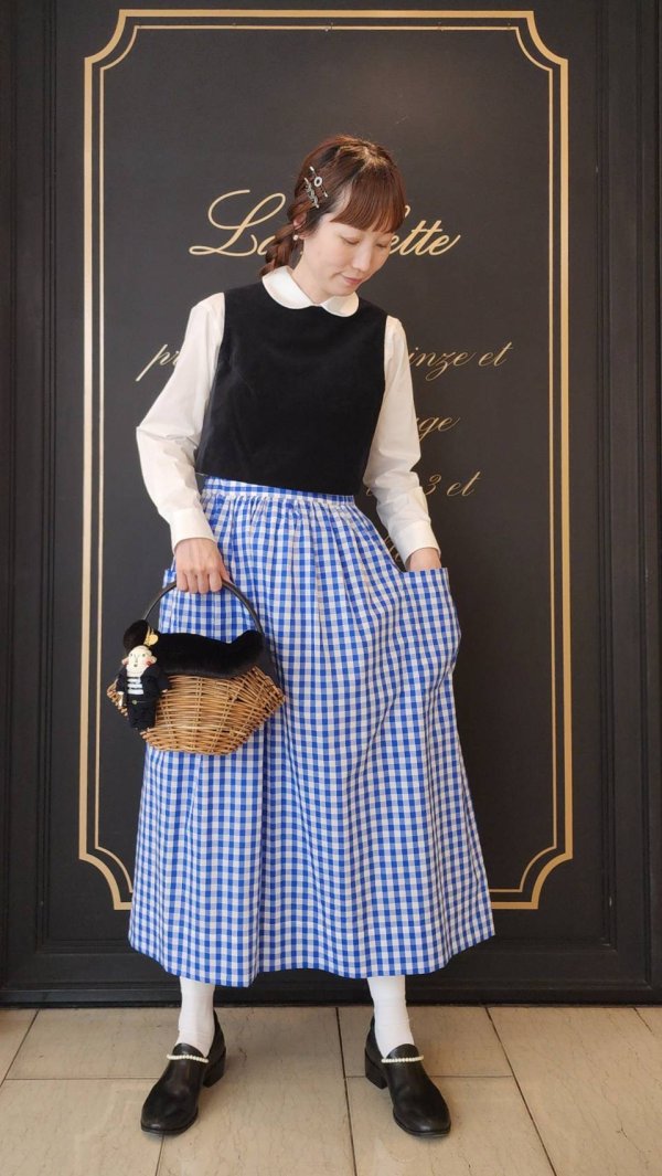 画像7: 3 ET DEMI original gingham check skirt (BL) (7)