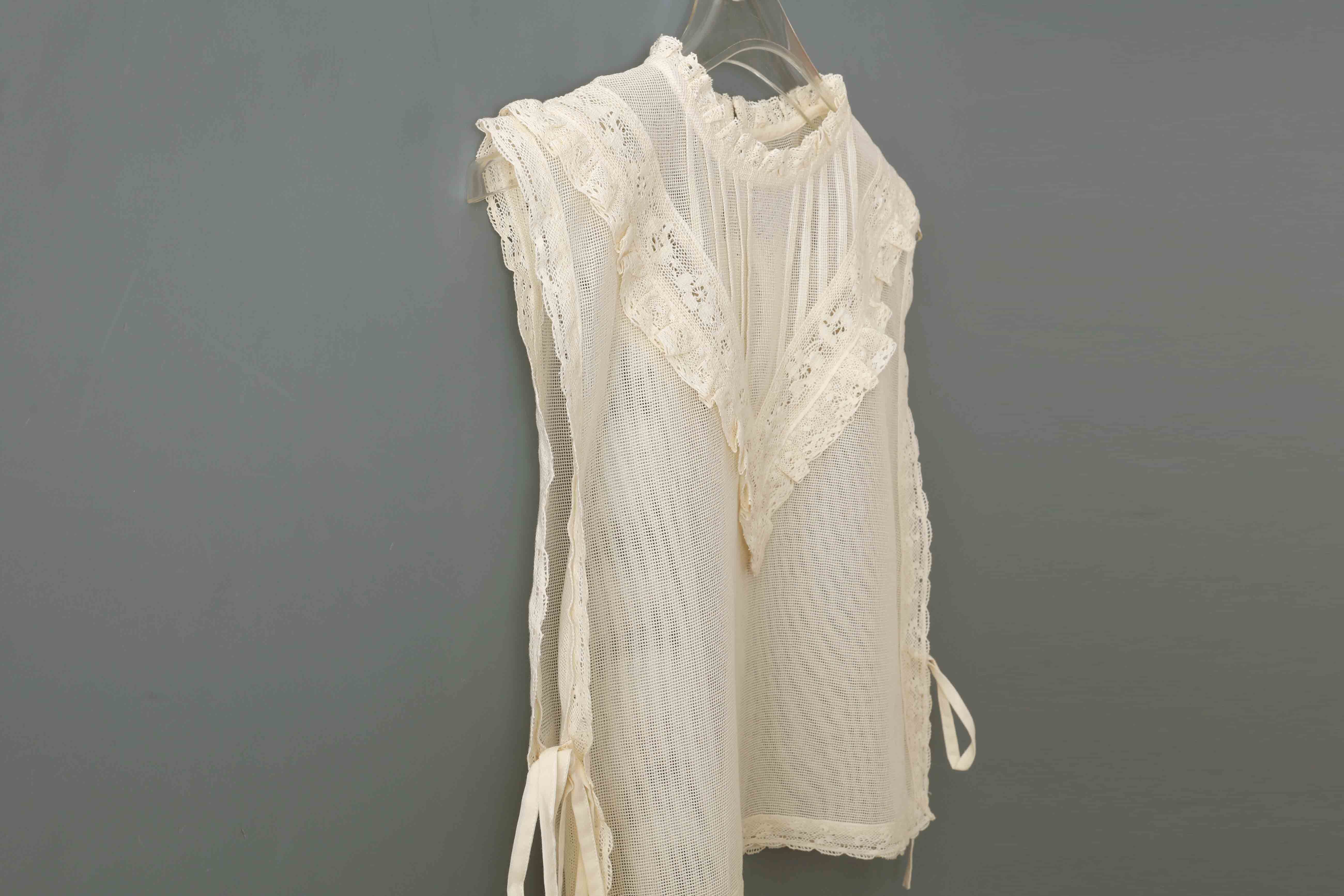 Dot＆Stripes CHILD WOMAN コットンメッシュ レースノースリーブ