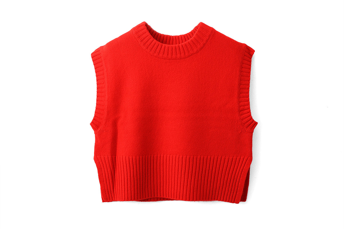 Extrafine merino wool 5GGショートベスト (RD)
