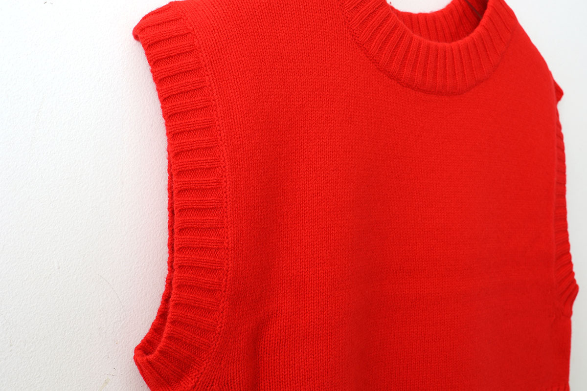 Extrafine merino wool 5GGショートベスト (RD)