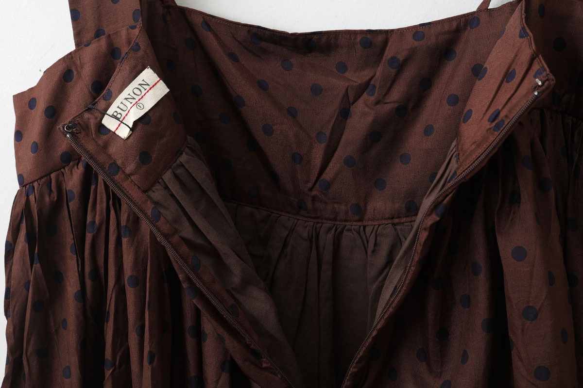 BUNON ブノン Khadi Silk Polka Dots Print Wide Jumper Skirt