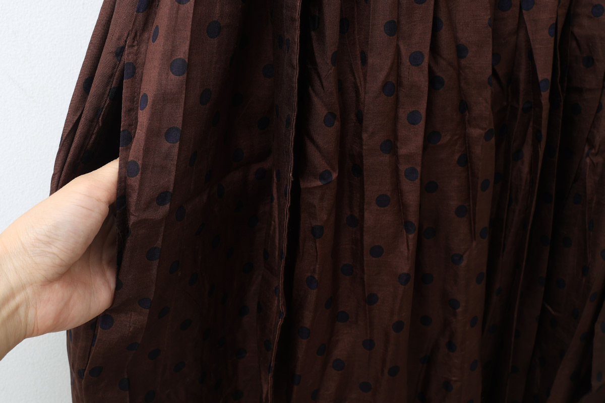 BUNON ブノン Khadi Silk Polka Dots Print Wide Jumper Skirt