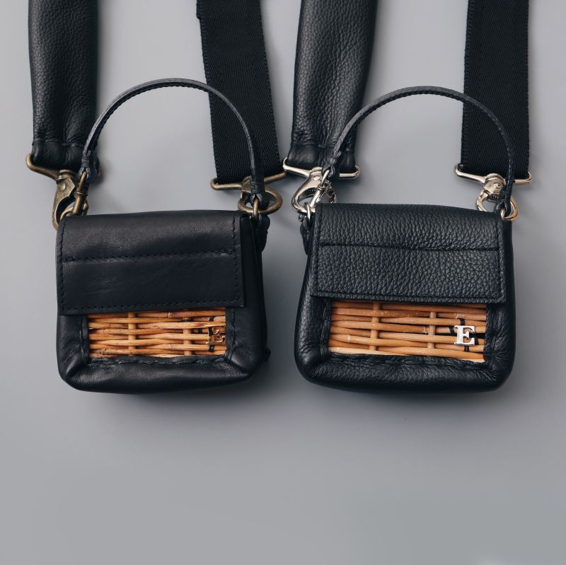 ebagos エバゴス 牛ソフト 籐付きミニサイフ