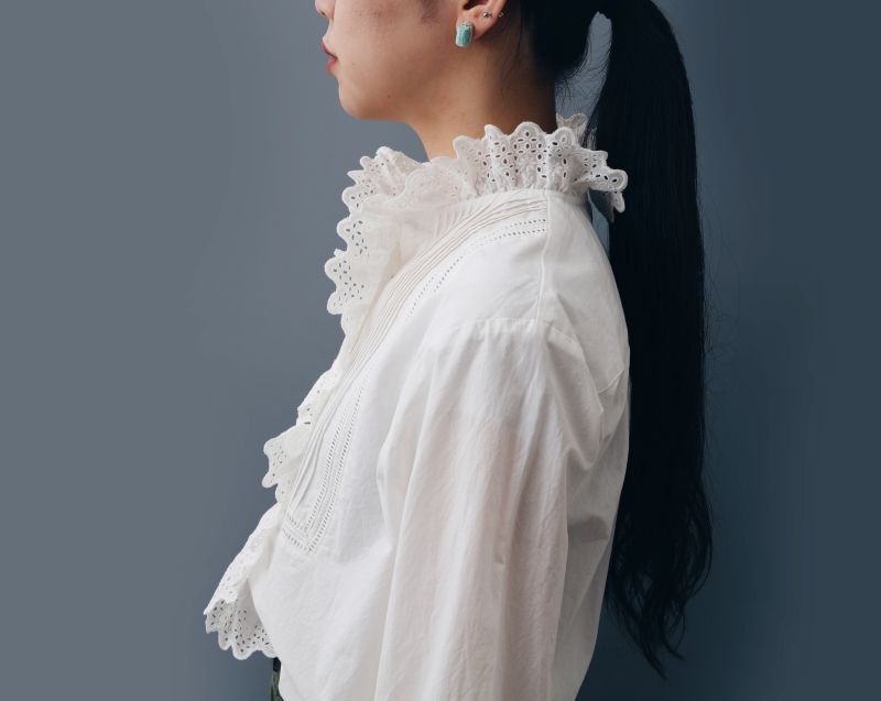 訳あり超特価の通販 Dot and レースピンタックブラウス ブロード WOMAN CHILD Stripes トップス