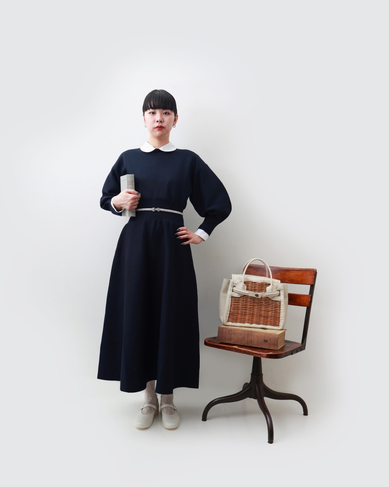 Dot and Stripes CHILD WOMAN 別注!! AMOSSAミラノリブ フレアワンピース