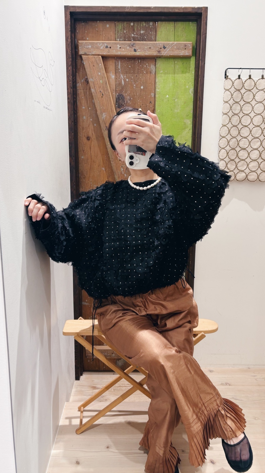 BUNON ブノン Khadi Silk Organdy & Embroidery Blouse