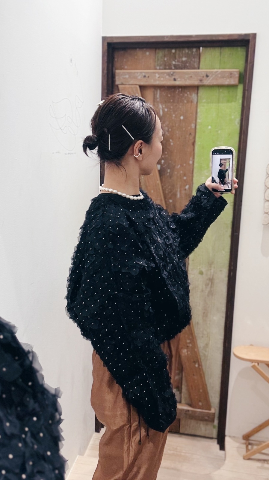 BUNON ブノン Khadi Silk Organdy & Embroidery Blouse