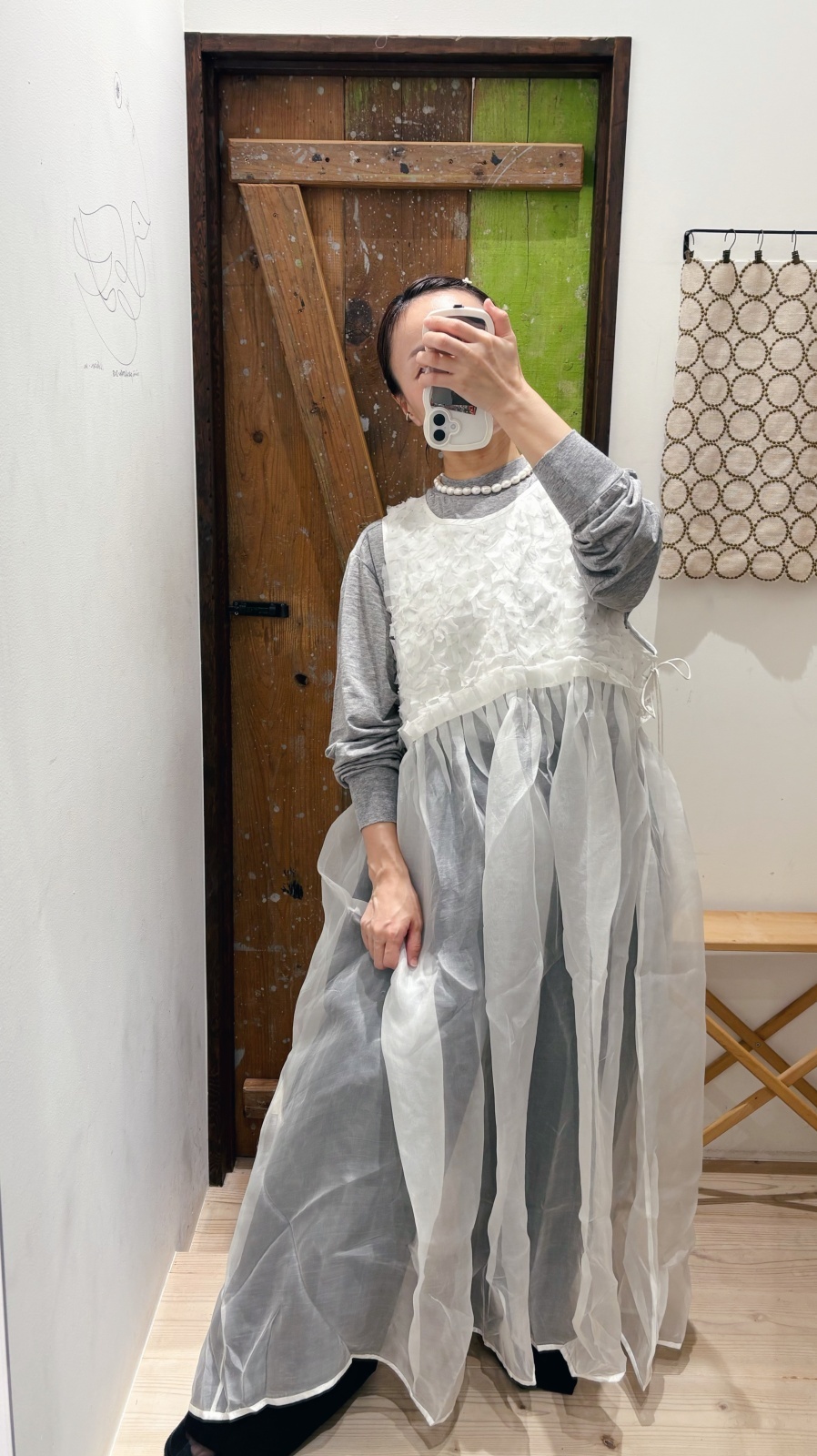 BUNON ブノン shop別注!! Khadi Silk Organdy & Embroidery Dress